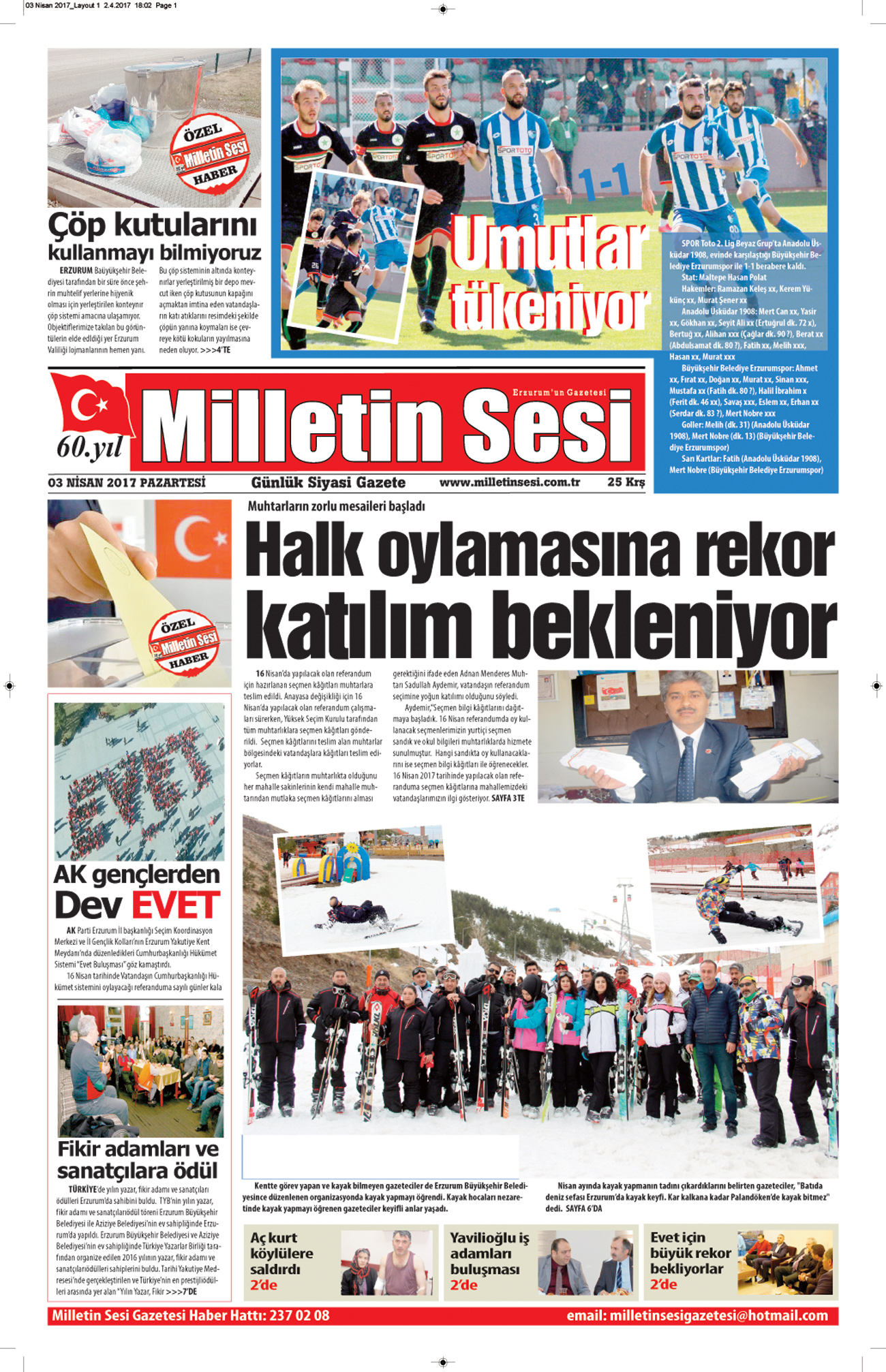 03 Nisan 2017 Milletin Sesi Gazetesi