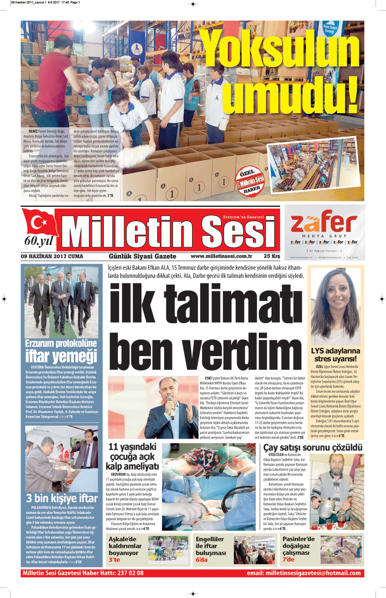 09 Haziran 2017 Milletin Sesi Gazetesi