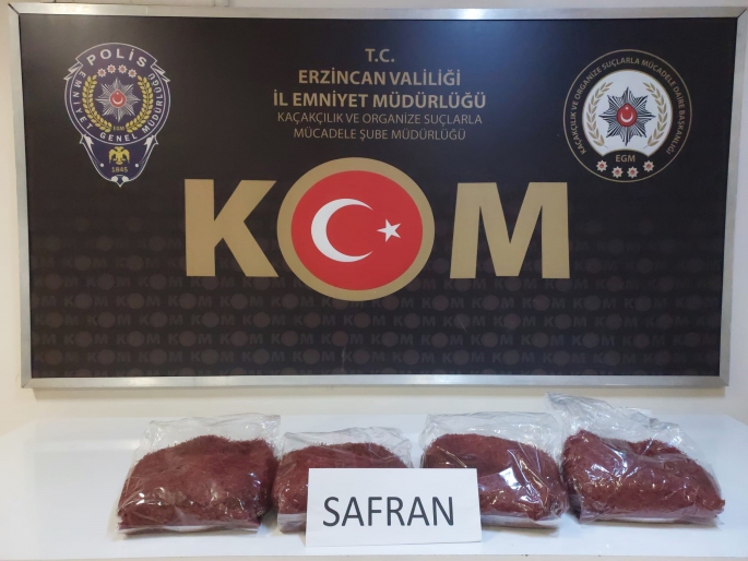 Erzincan’da 1,8 kilogram safran ele geçirildi 