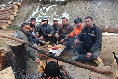 Orman işçilerinin kış mesaisi
