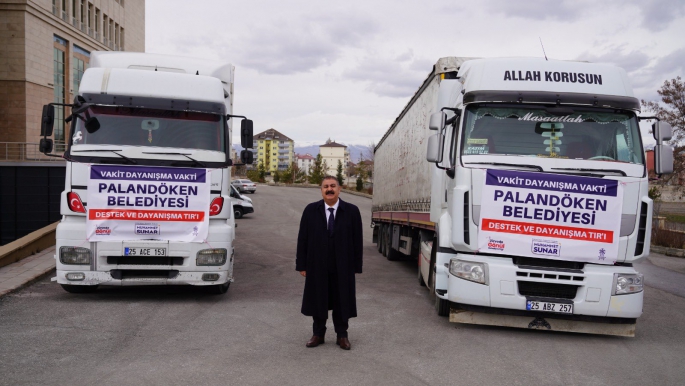 PALANDÖKEN BELEDİYESİ YARDIMLARINI SÜRDÜRÜYOR
