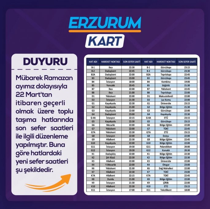 ULAŞIM SAATLERİ DÜZENLENDİ